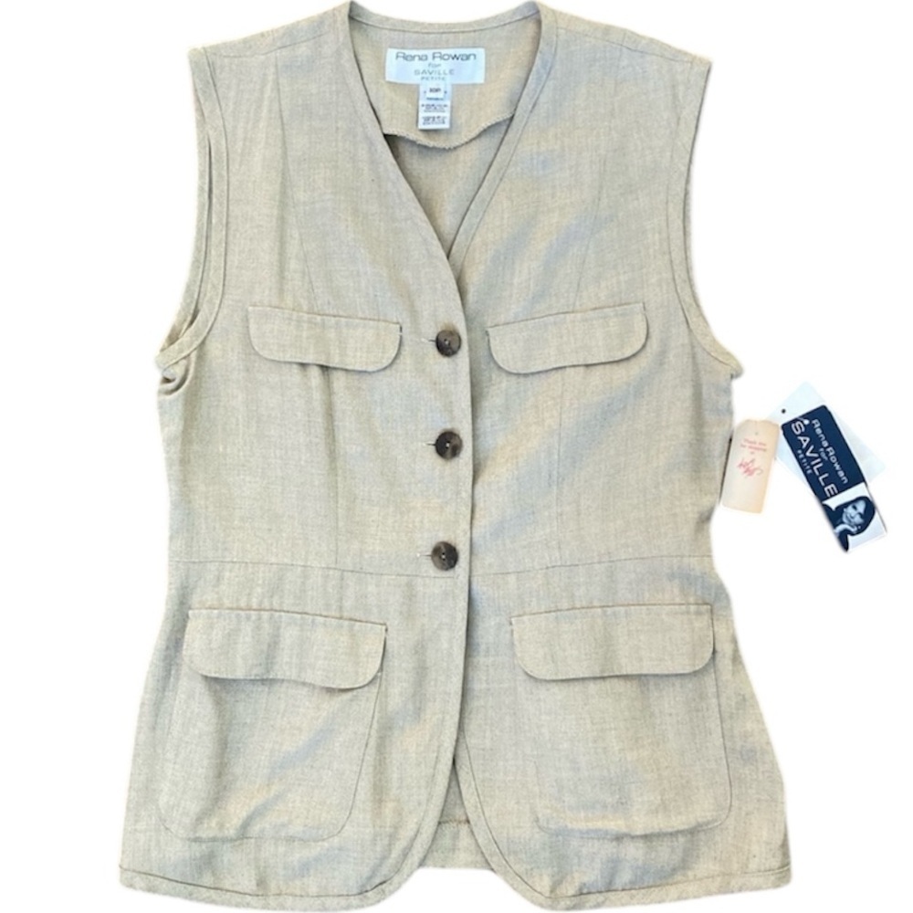 Rena Rowan Saville Petite Jute Key Largo Safari Beige Vest Size 10P